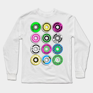 retro skate wheels on yellow Long Sleeve T-Shirt